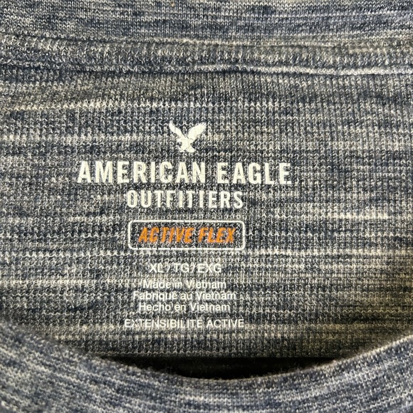 American Eagle Outfitters Active Flex Mens Blue Long Sleeve Henley Size XL - Picture 3 of 3
